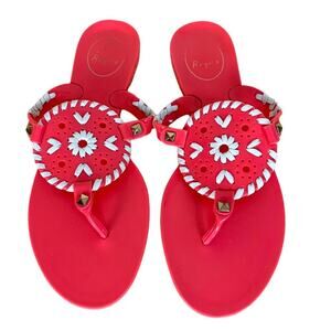 Jack Rogers Girls Georgica Coral Pink with White Stitching Jelly Sandals…